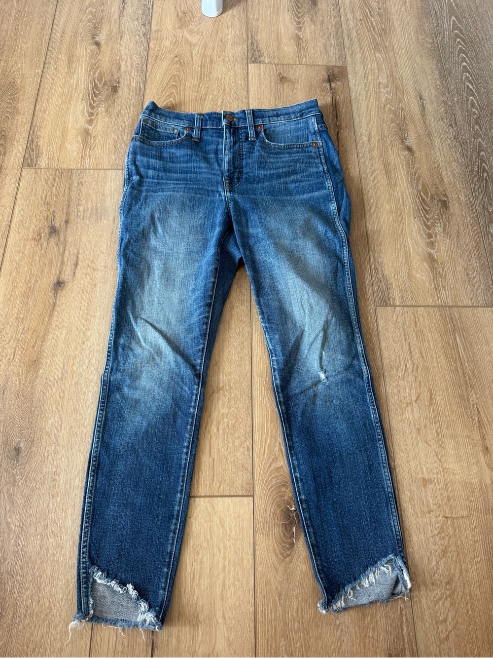 Madewell 10” High-Rise Skinny Jeans Women's Size 28 Dark Wash Denim Cut Off Hem